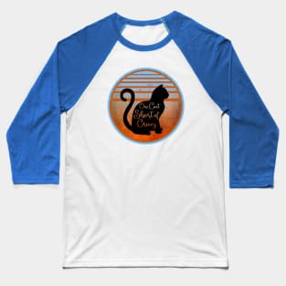 One Cat Short of Crazy - Retro Orange & Blue design Baseball T-Shirt